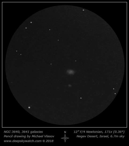 ngc 3640, 3641 galaxies drawing